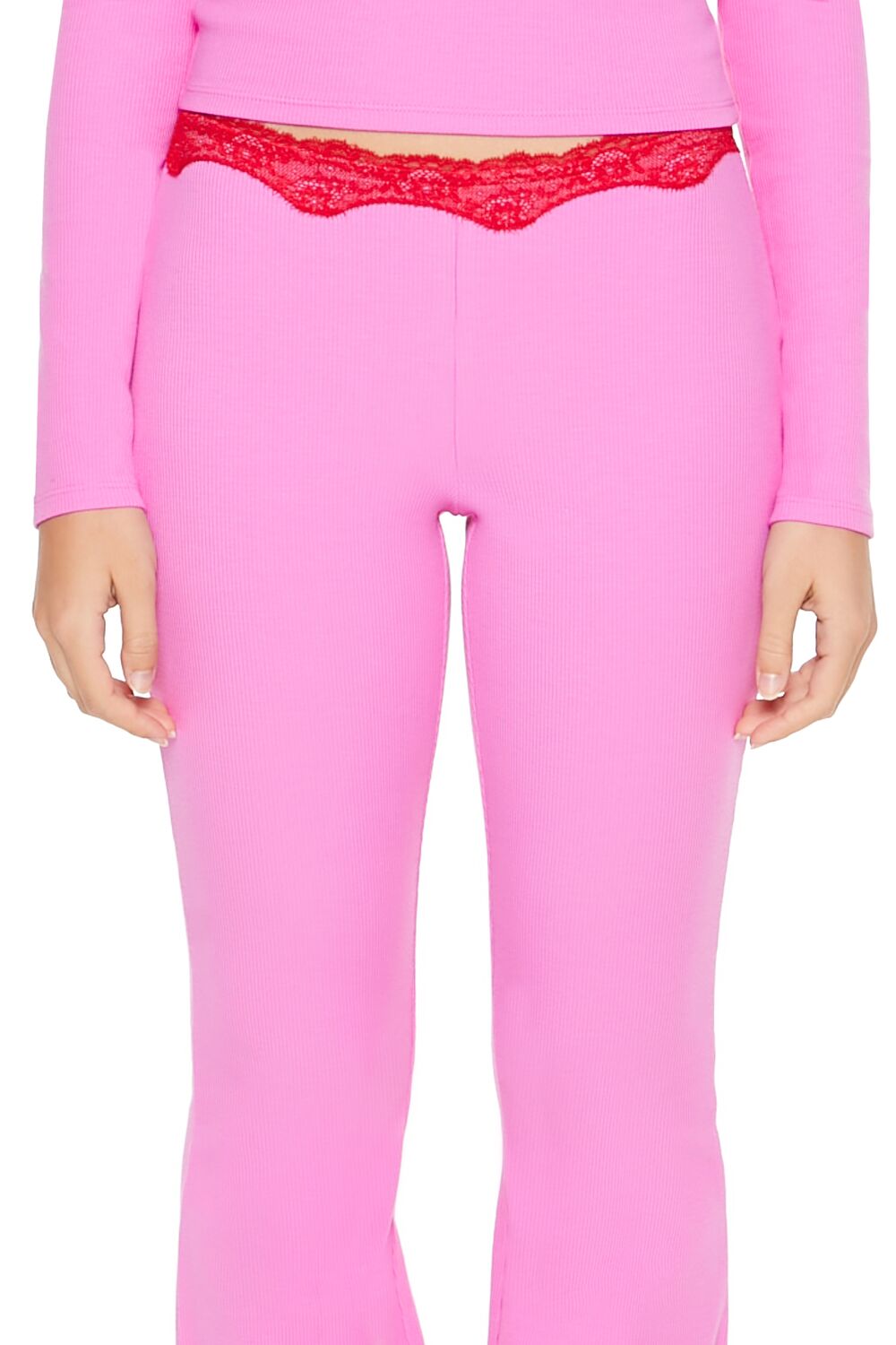 Lace-Trim Flare Leggings