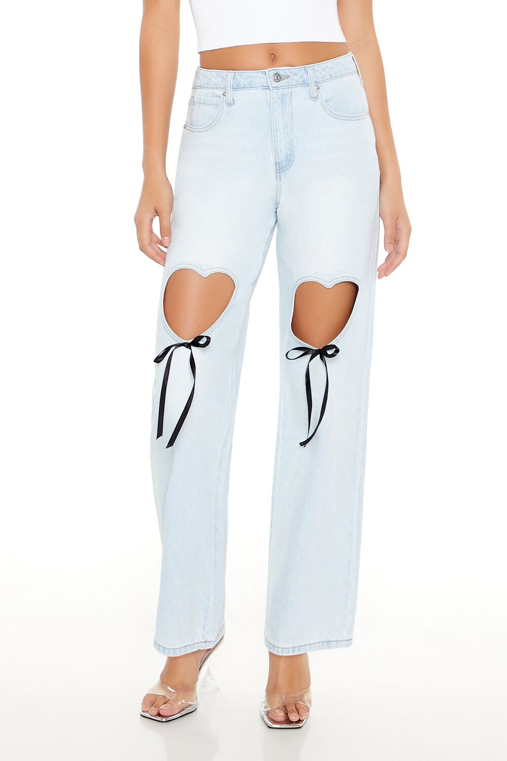 Heart Cutout High-Rise Jeans