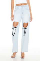 Heart Cutout High-Rise Jeans