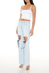 Heart Cutout High-Rise Jeans