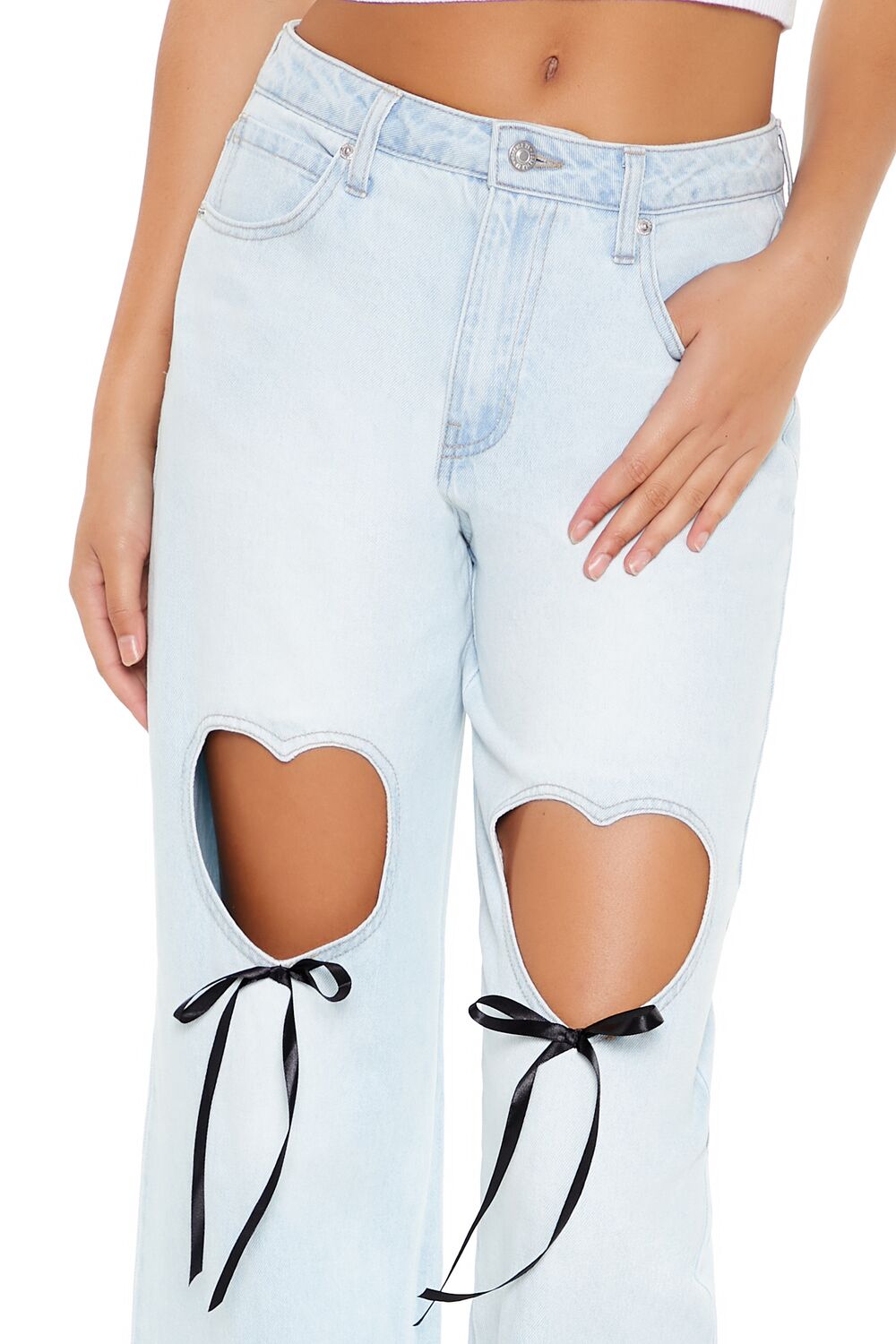 Heart Cutout High-Rise Jeans
