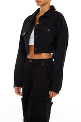 Rhinestone Chain Denim Jacket