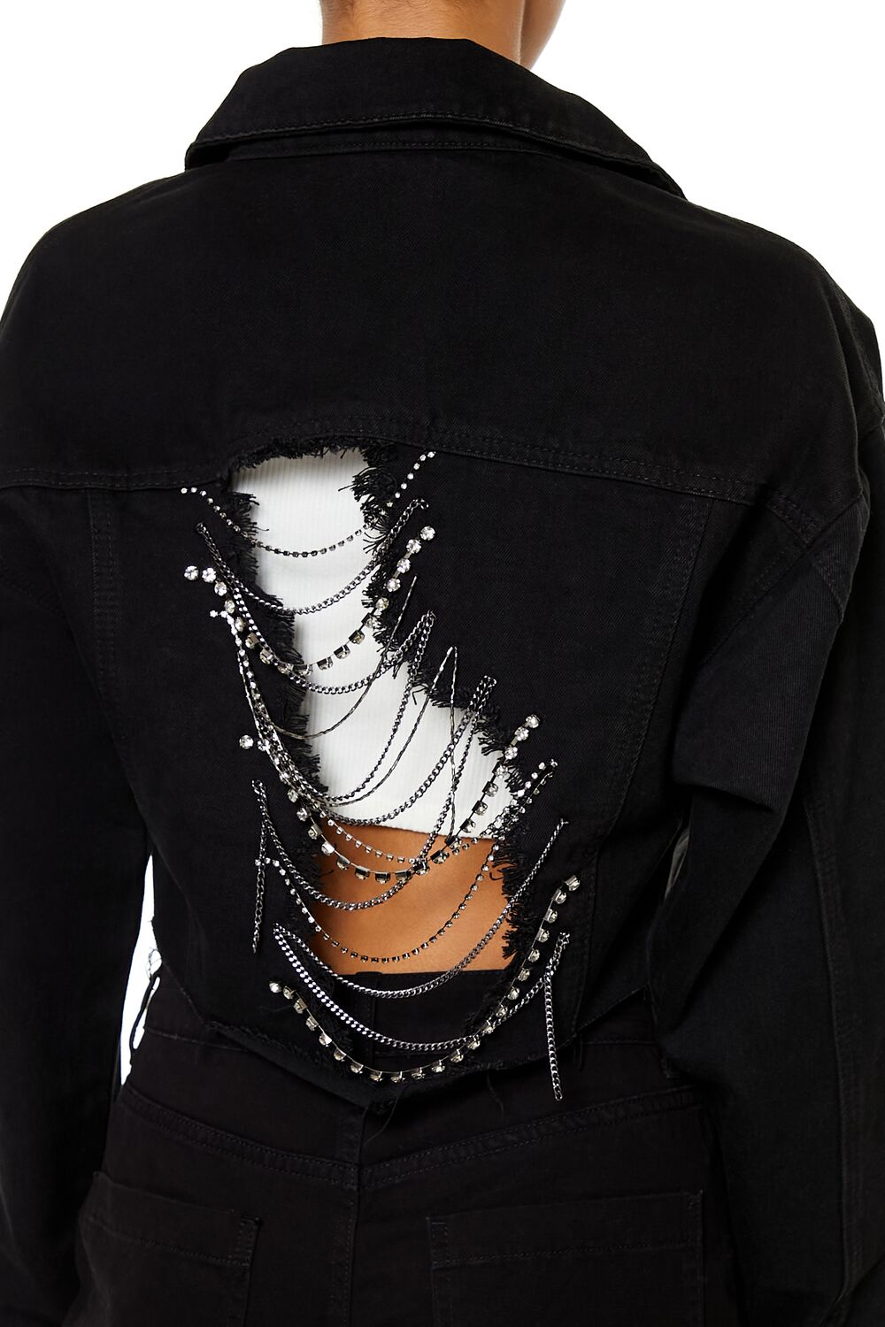 Rhinestone Chain Denim Jacket