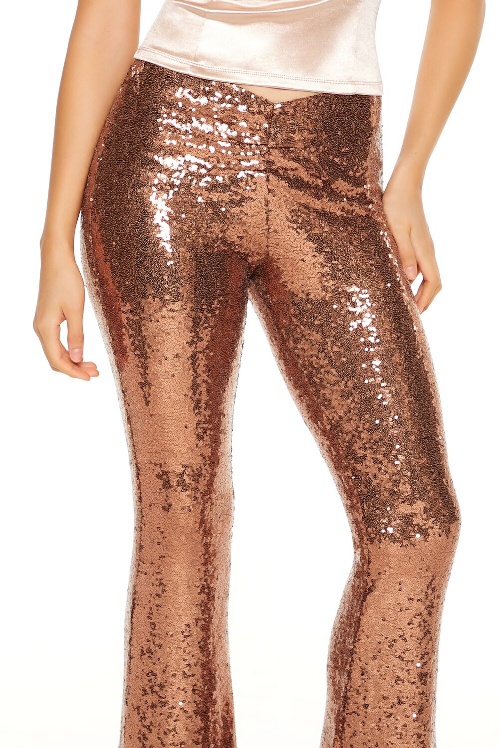 Sequin High-Rise Flare Pants
