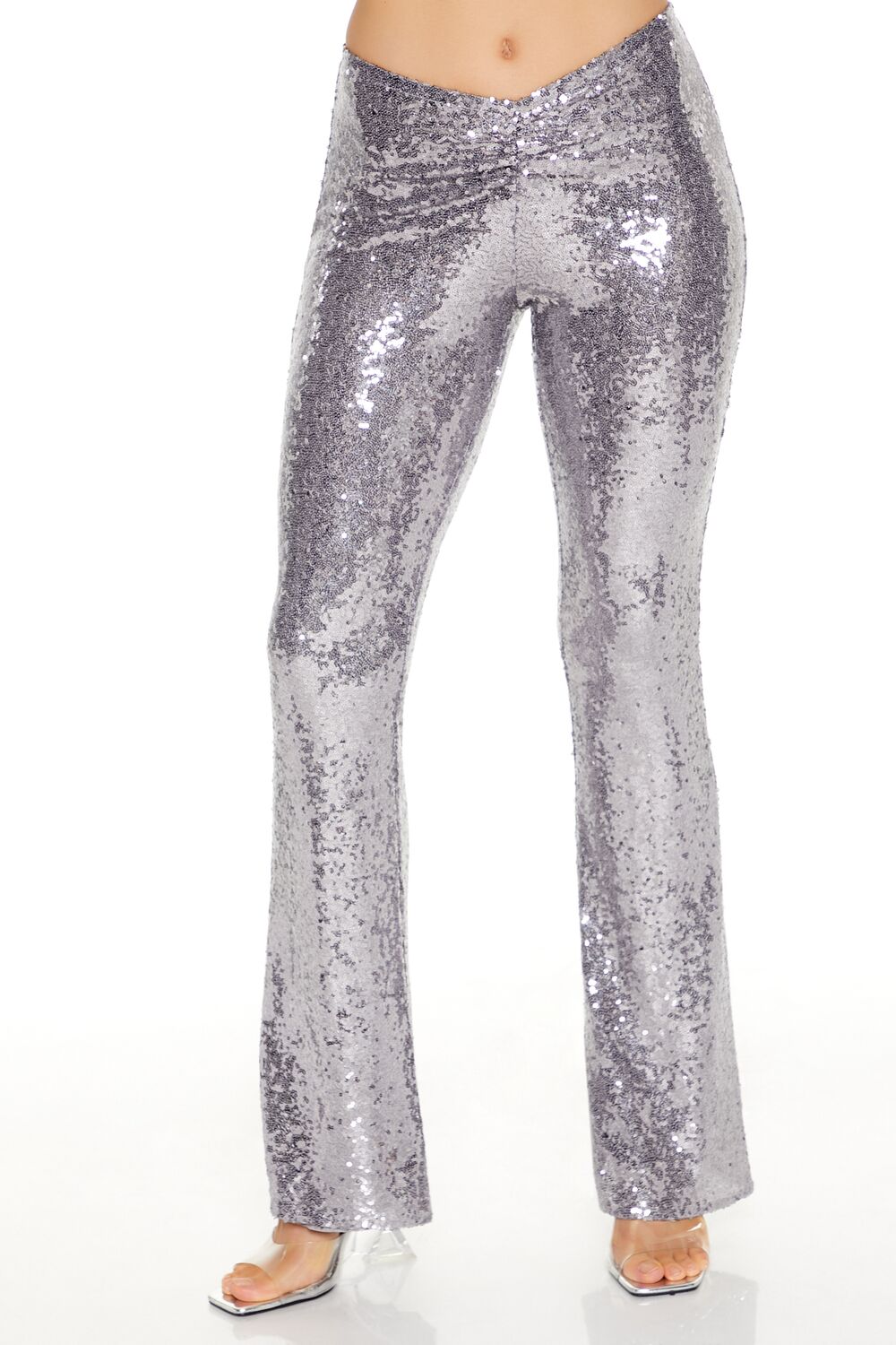 Sequin High-Rise Flare Pants