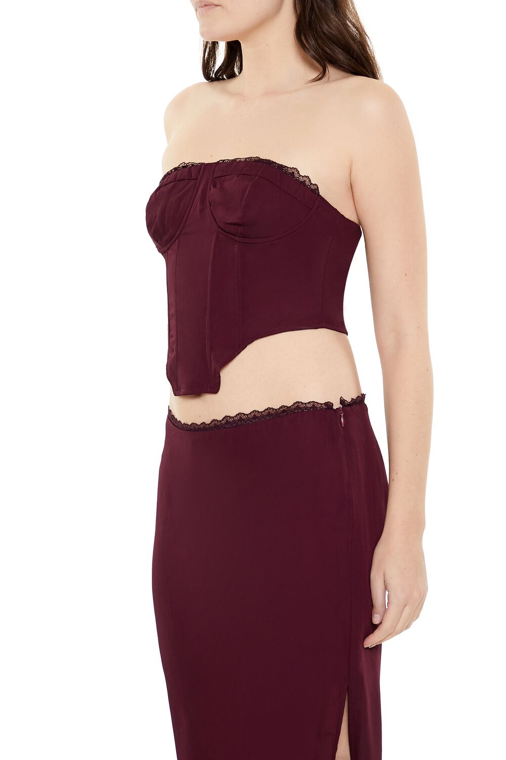 Lace-Trim Bustier Tube Crop Top