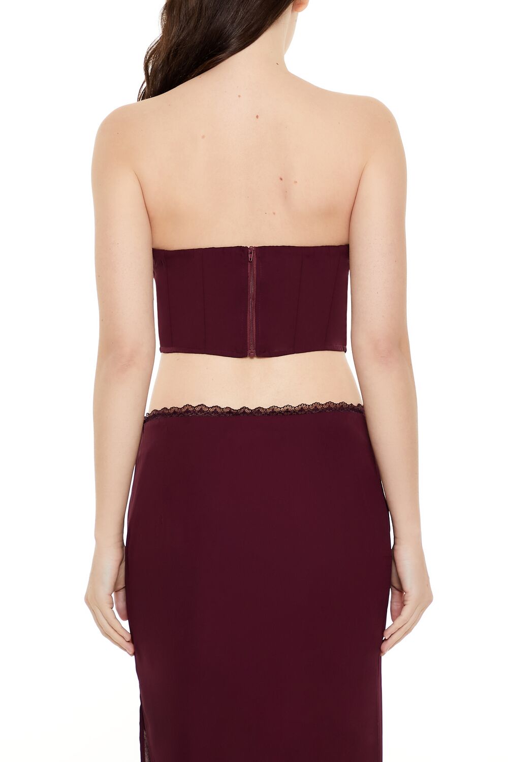Lace-Trim Bustier Tube Crop Top