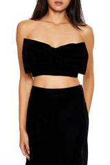 Velvet Bow Cropped Tube Top