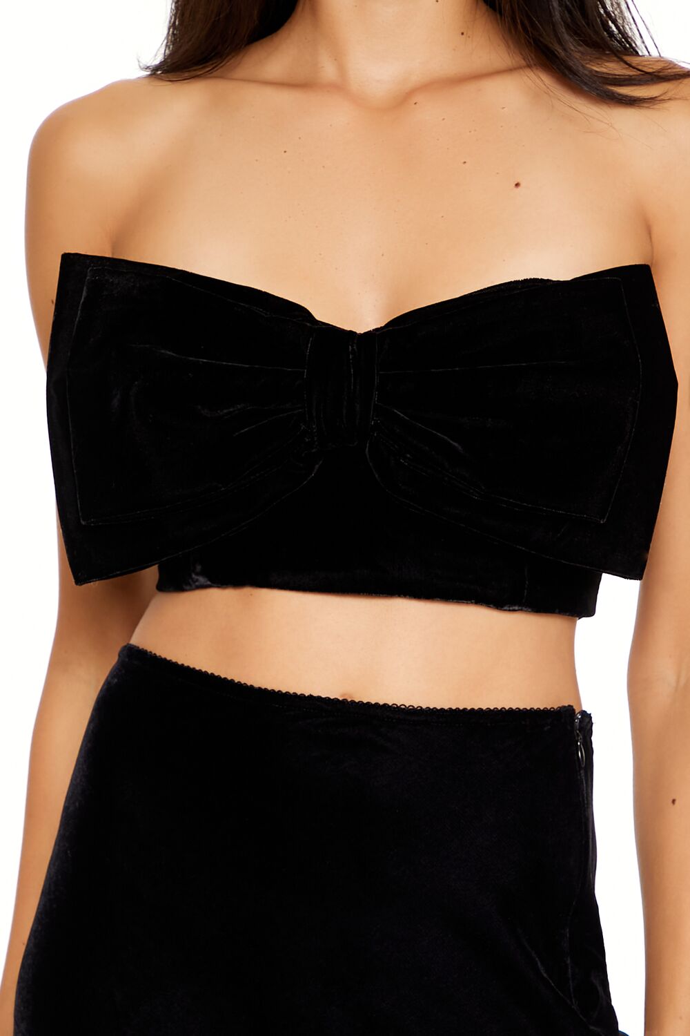 Velvet Bow Cropped Tube Top