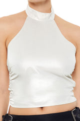 Satin Halter Crop Top