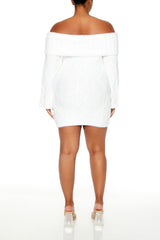 Plus Size Cable Knit Mini Sweater Dress