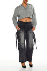 Plus Size Cable Knit Cropped Sweater