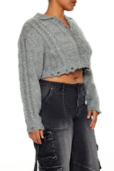 Plus Size Cable Knit Cropped Sweater