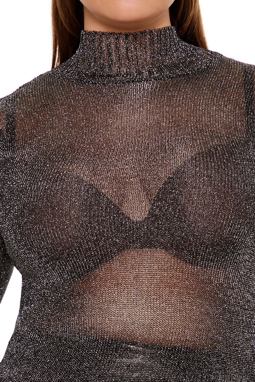 Plus Size Sheer Turtleneck Sweater