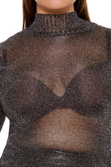 Plus Size Sheer Turtleneck Sweater