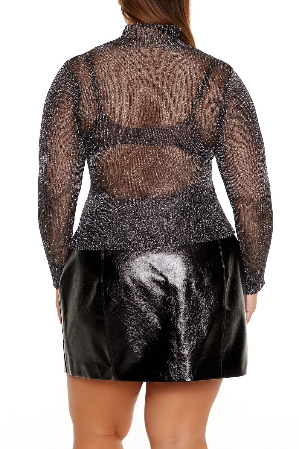 Plus Size Sheer Turtleneck Sweater
