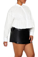 Plus Size Rhinestone Peplum Shirt