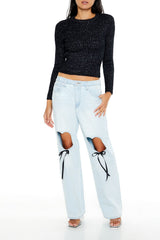 Ribbed Fuzzy Knit Sweater