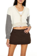 Colorblock Cropped Cardigan Sweater