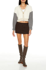 Colorblock Cropped Cardigan Sweater