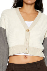 Colorblock Cropped Cardigan Sweater