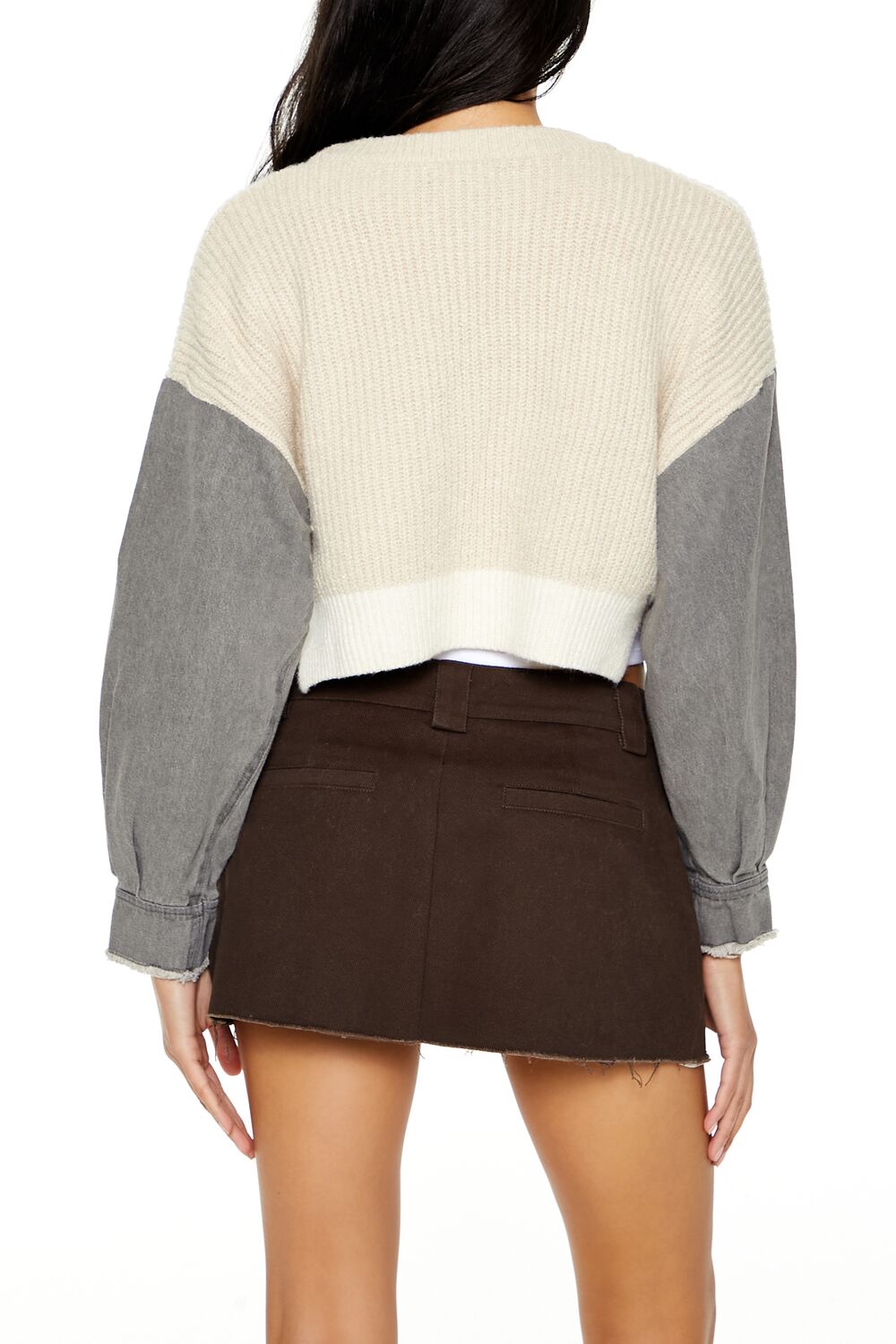 Colorblock Cropped Cardigan Sweater