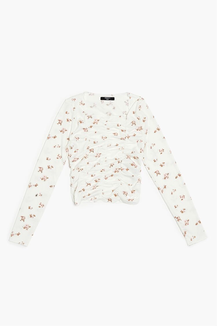 Girls Ruched Floral Top (Kids)