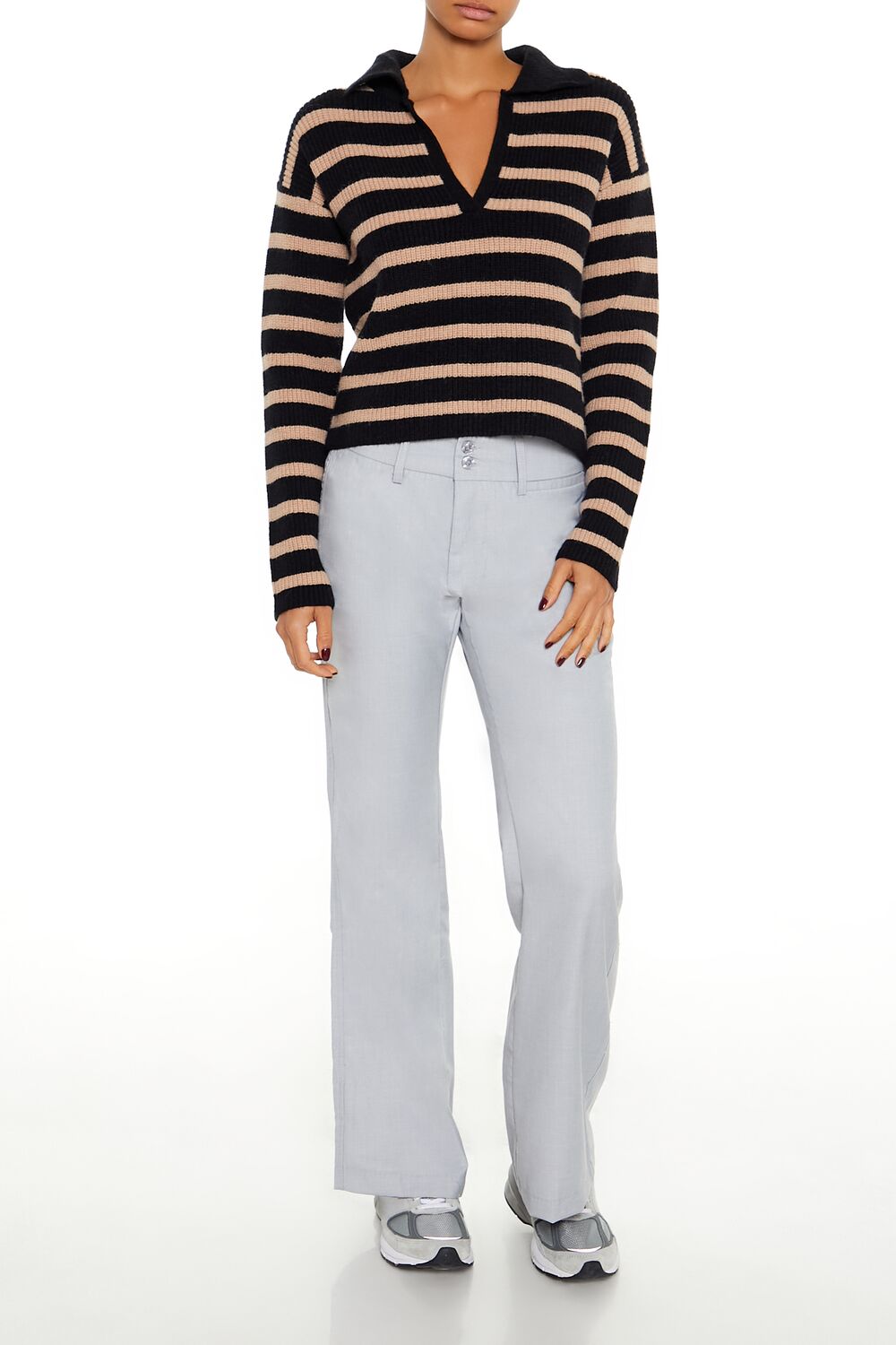 Striped Rib-Knit Sweater