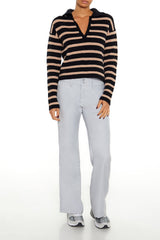 Striped Rib-Knit Sweater