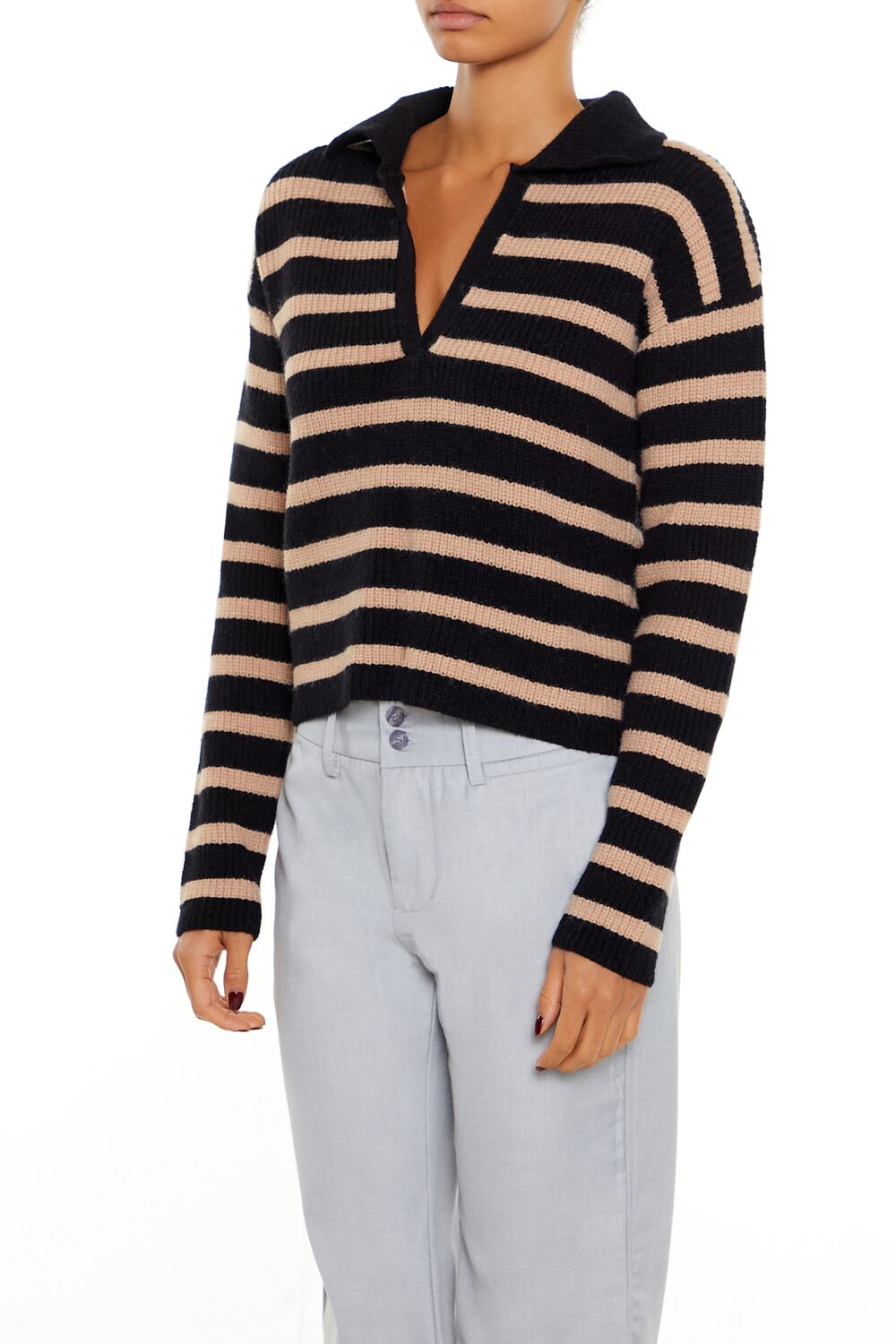 Striped Rib-Knit Sweater