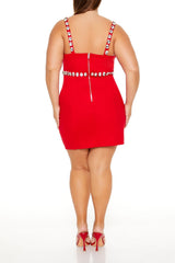 Plus Size Faux Gem Mini Dress