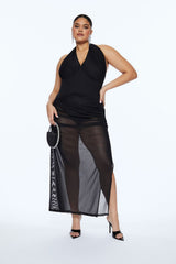 Plus Size Sheer Halter Maxi Dress
