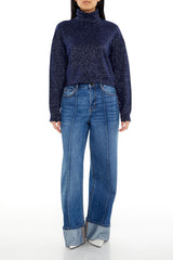 Glitter Knit Turtleneck Sweater
