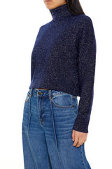 Glitter Knit Turtleneck Sweater