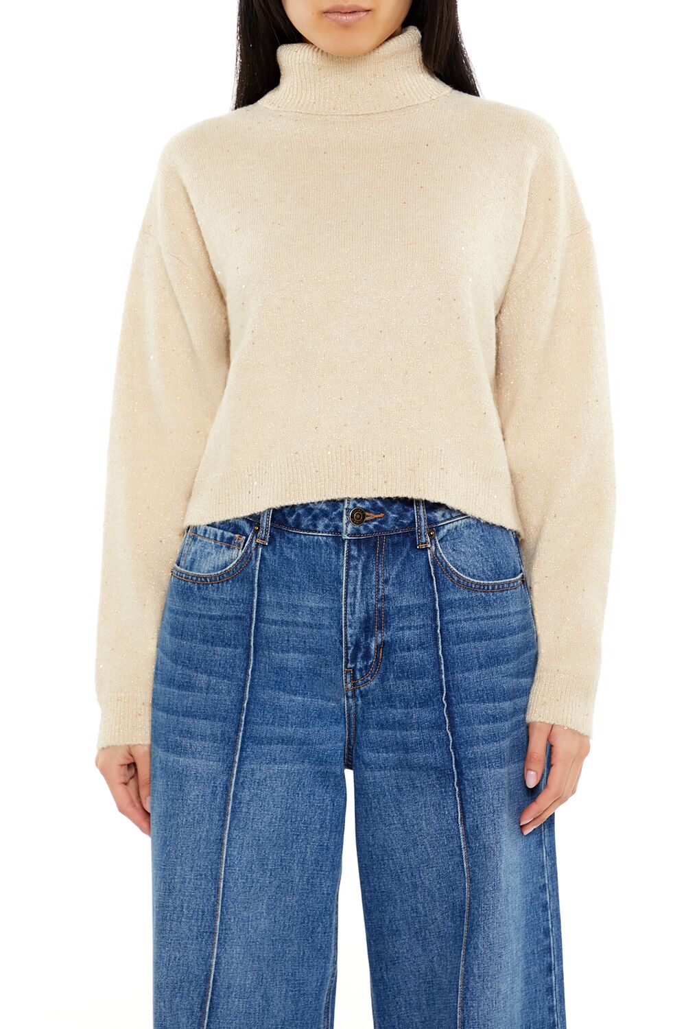 Glitter Knit Turtleneck Sweater
