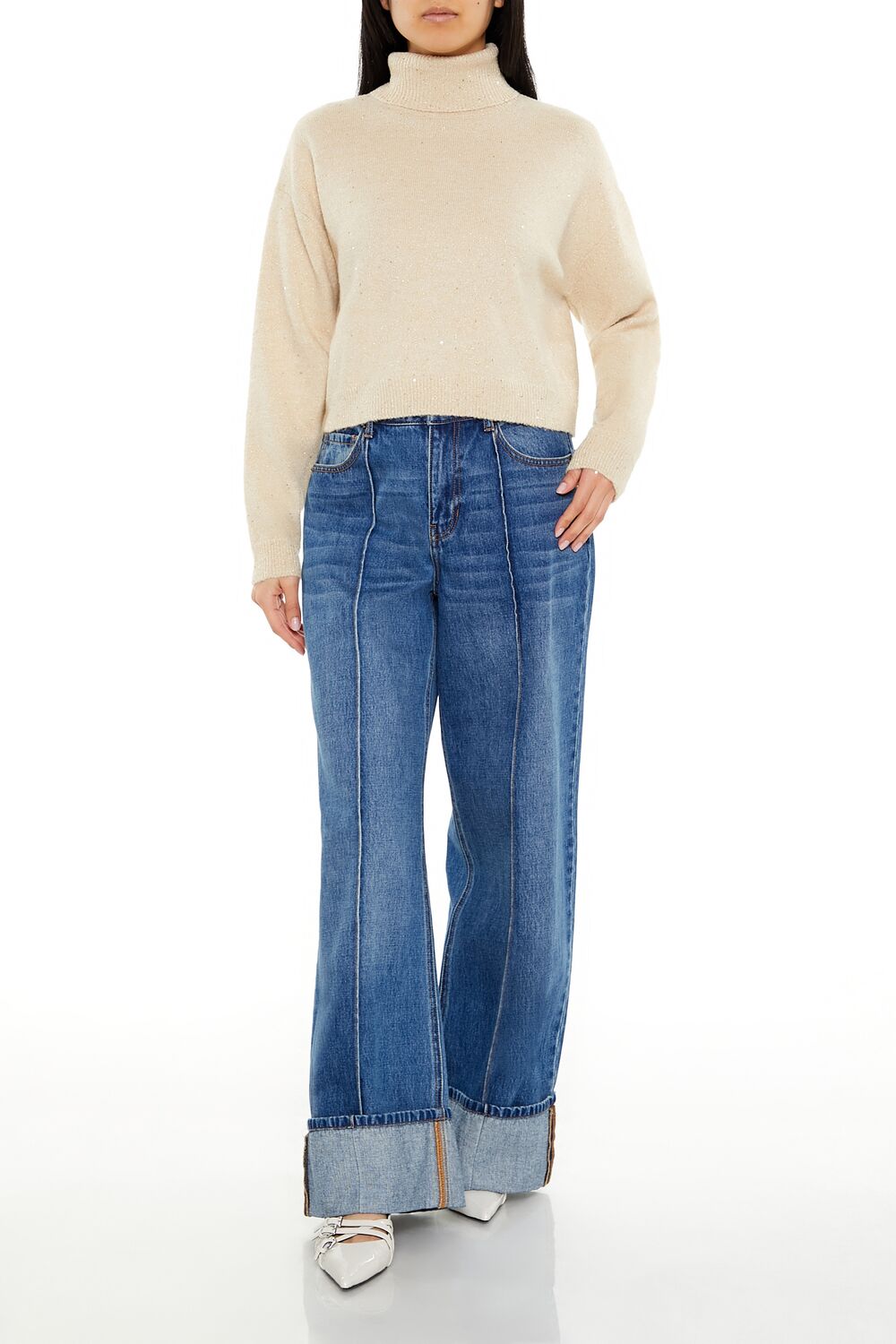 Glitter Knit Turtleneck Sweater