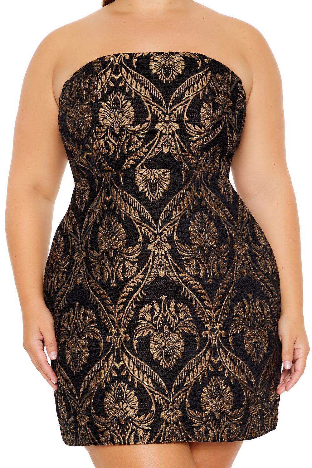 Plus Size Jacquard Baroque Mini Dress