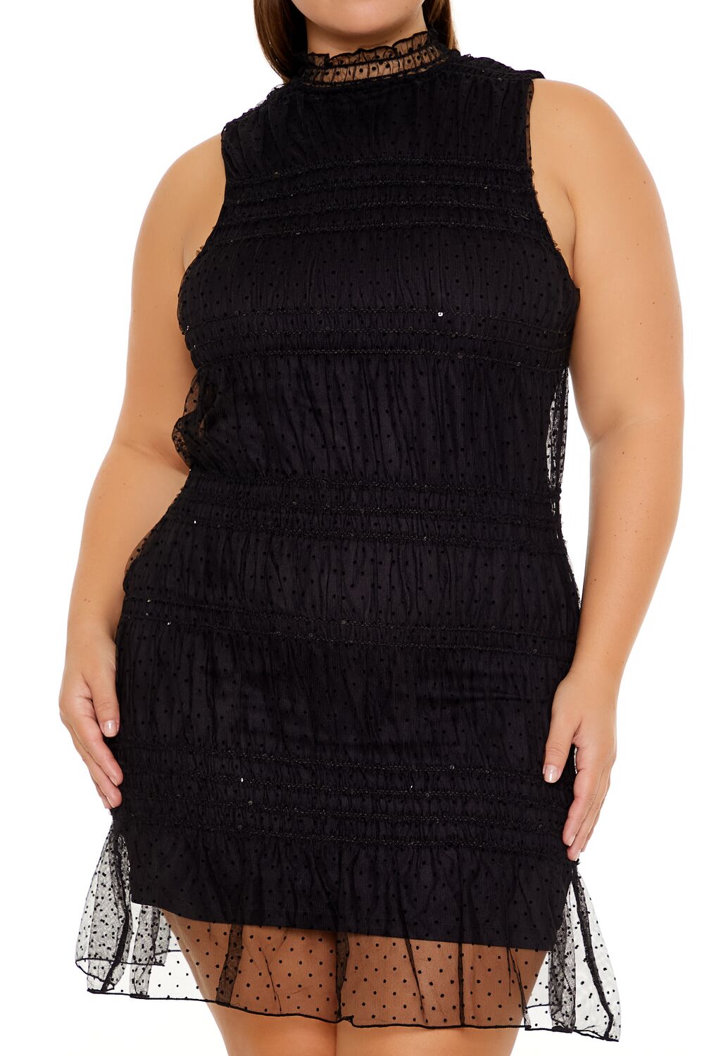 Plus Size Swiss Dot Mini Dress