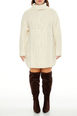 Plus Size Turtleneck Mini Sweater Dress
