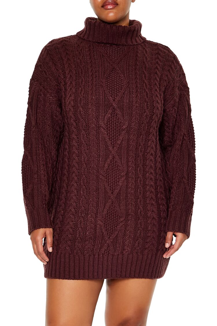 Plus Size Turtleneck Mini Sweater Dress