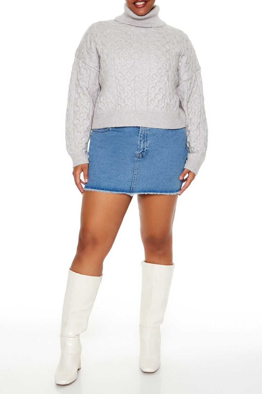 Plus Size Cable Knit Turtleneck Sweater