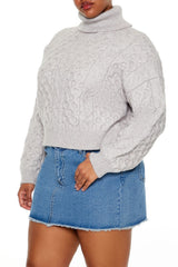 Plus Size Cable Knit Turtleneck Sweater