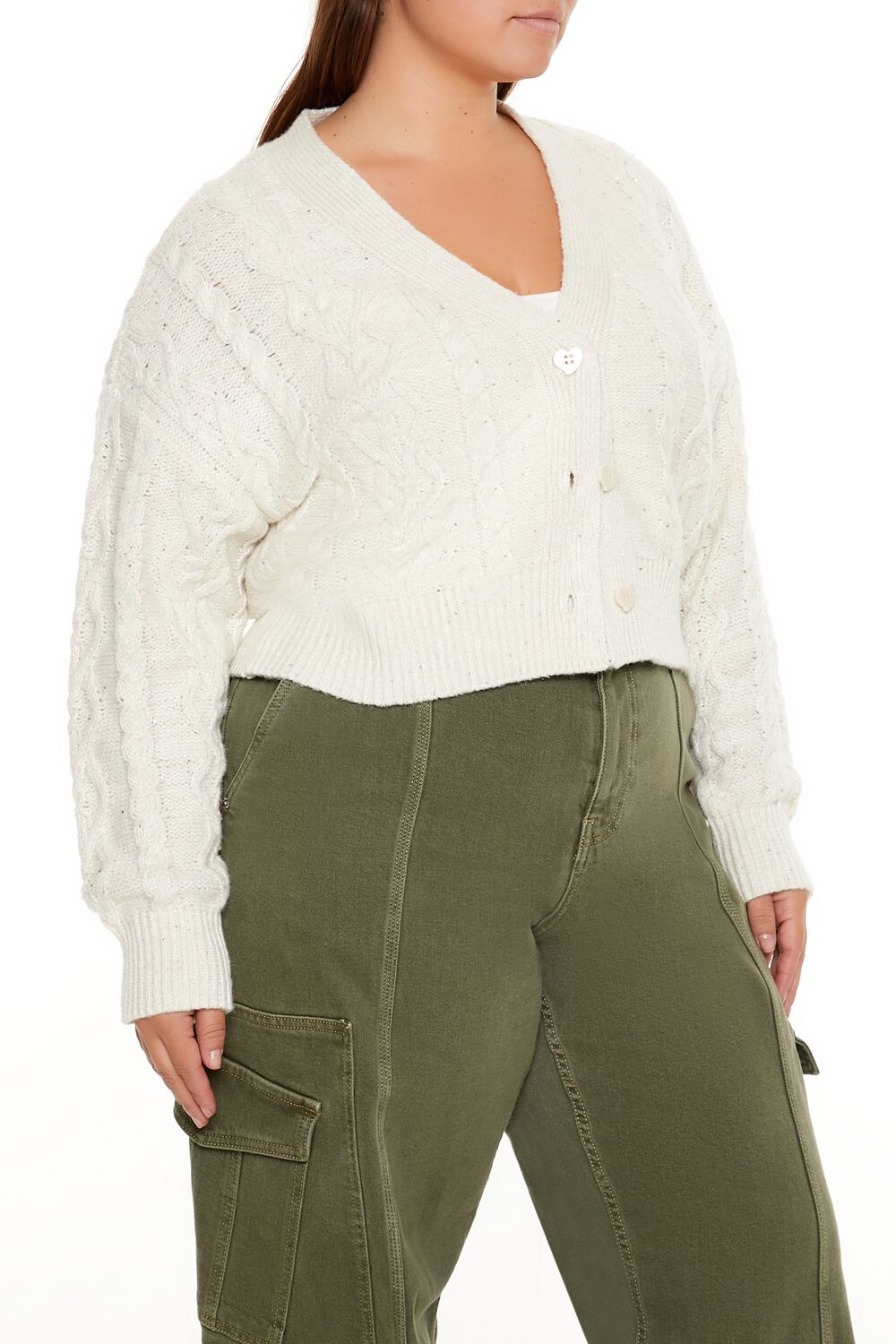 Plus Size Cable Knit Cardigan Sweater