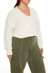 Plus Size Cable Knit Cardigan Sweater