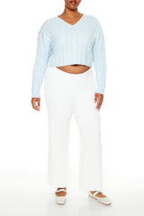 Plus Size Cropped Cable Knit Sweater