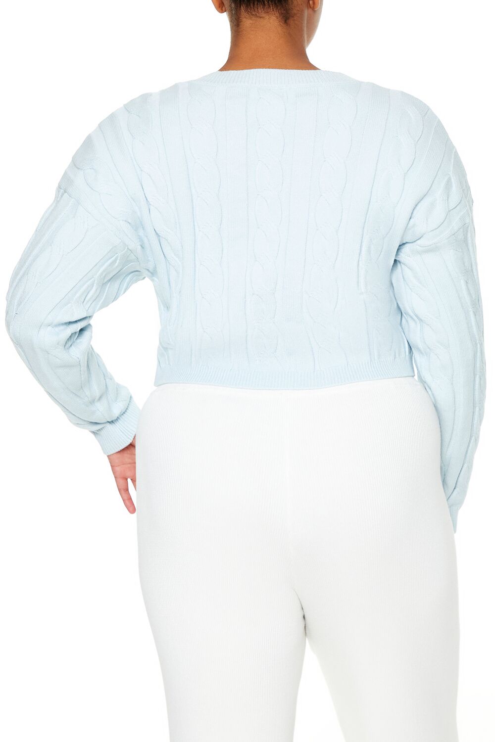 Plus Size Cropped Cable Knit Sweater