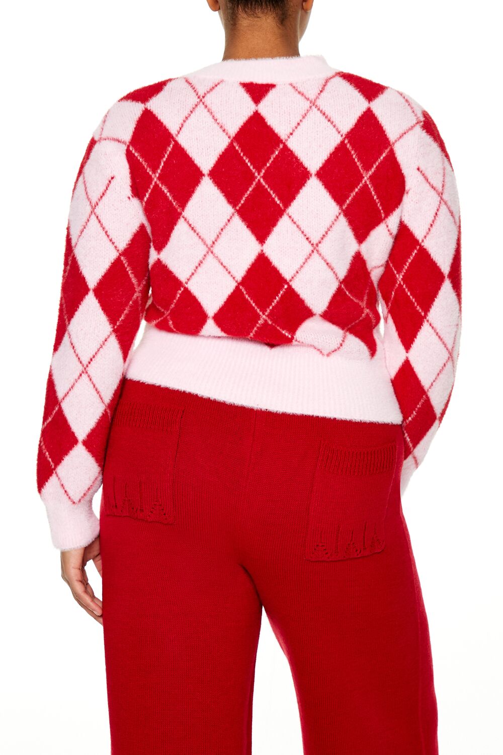 Plus Size Argyle Cropped Sweater