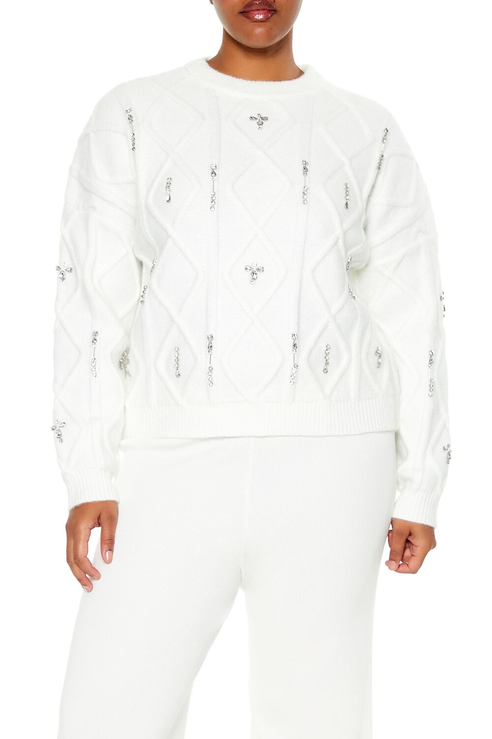 Plus Size Faux Gem Sweater