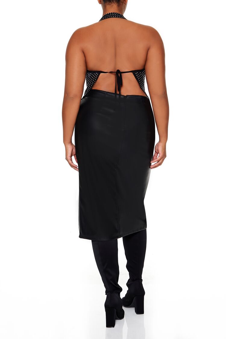 Plus Size Faux Leather Midi Skirt
