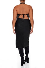 Plus Size Faux Leather Midi Skirt